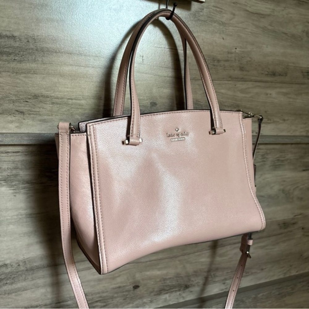 Kate Spade Light Pink Leather Purse with Handles & Shoulder Strap see INFO